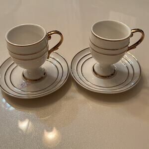 Porcelain Set of two Espresso cups and saucers